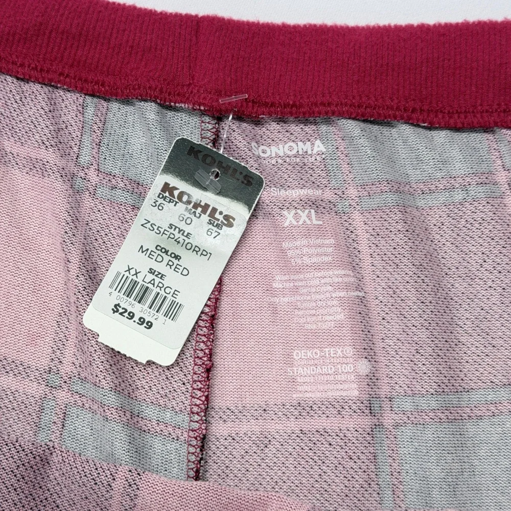 Sonoma Goods for Life Mens XXL Red Black Buffalo Plaid Pajama Jogger Pants NEW